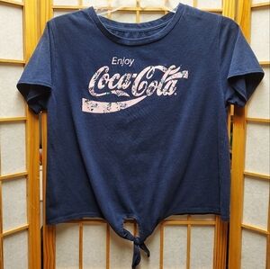 🥤 Enjoy Coca Cola floral tie crop top junior's L women's S/M